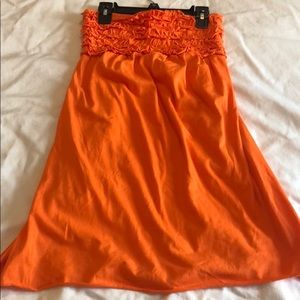 Orange strapless swim cover up